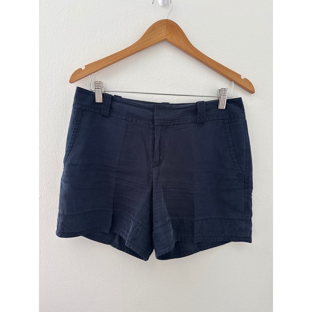Banana Republic 100% Silk Shorts Navy Sz 4 Dinner Preppy Breathable Resortwear
